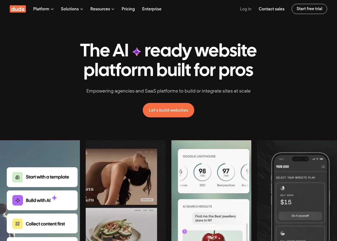 Duda homepage screenshot