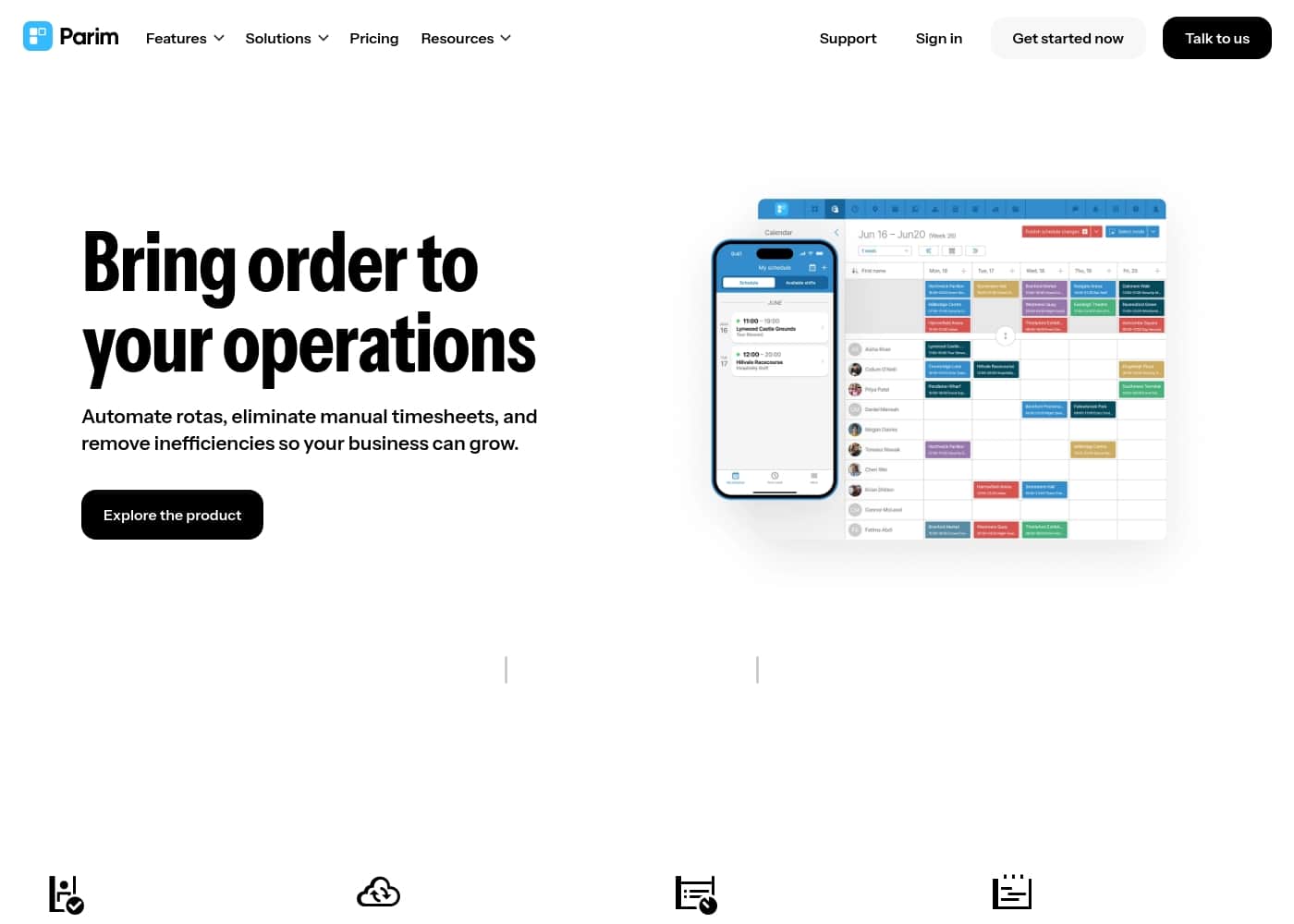 Parim Workforce Software homepage screenshot