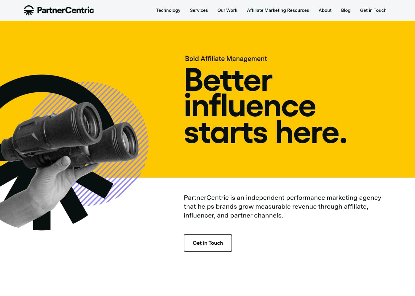 PartnerCentric homepage screenshot