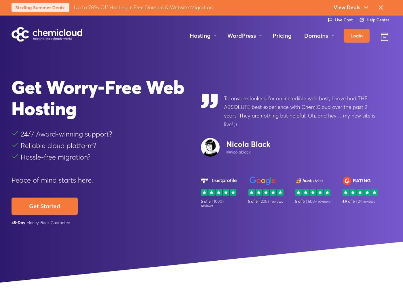 ChemiCloud homepage screenshot