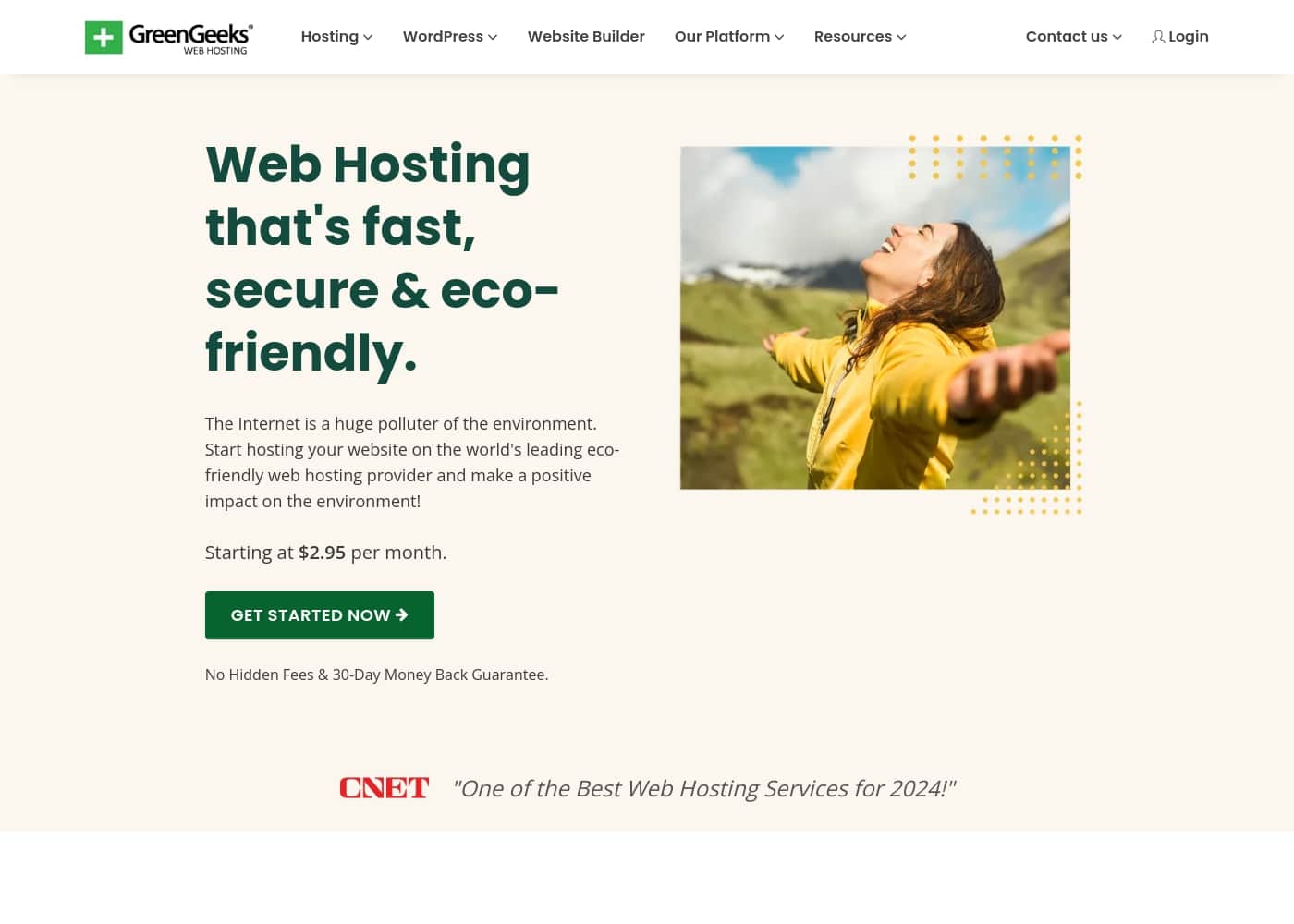 GreenGeeks homepage screenshot