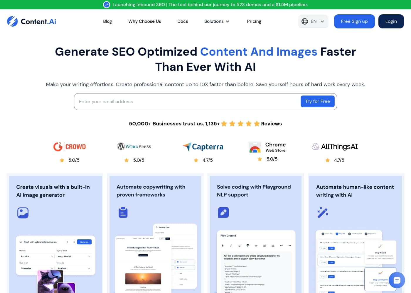 GoZen Content AI homepage screenshot