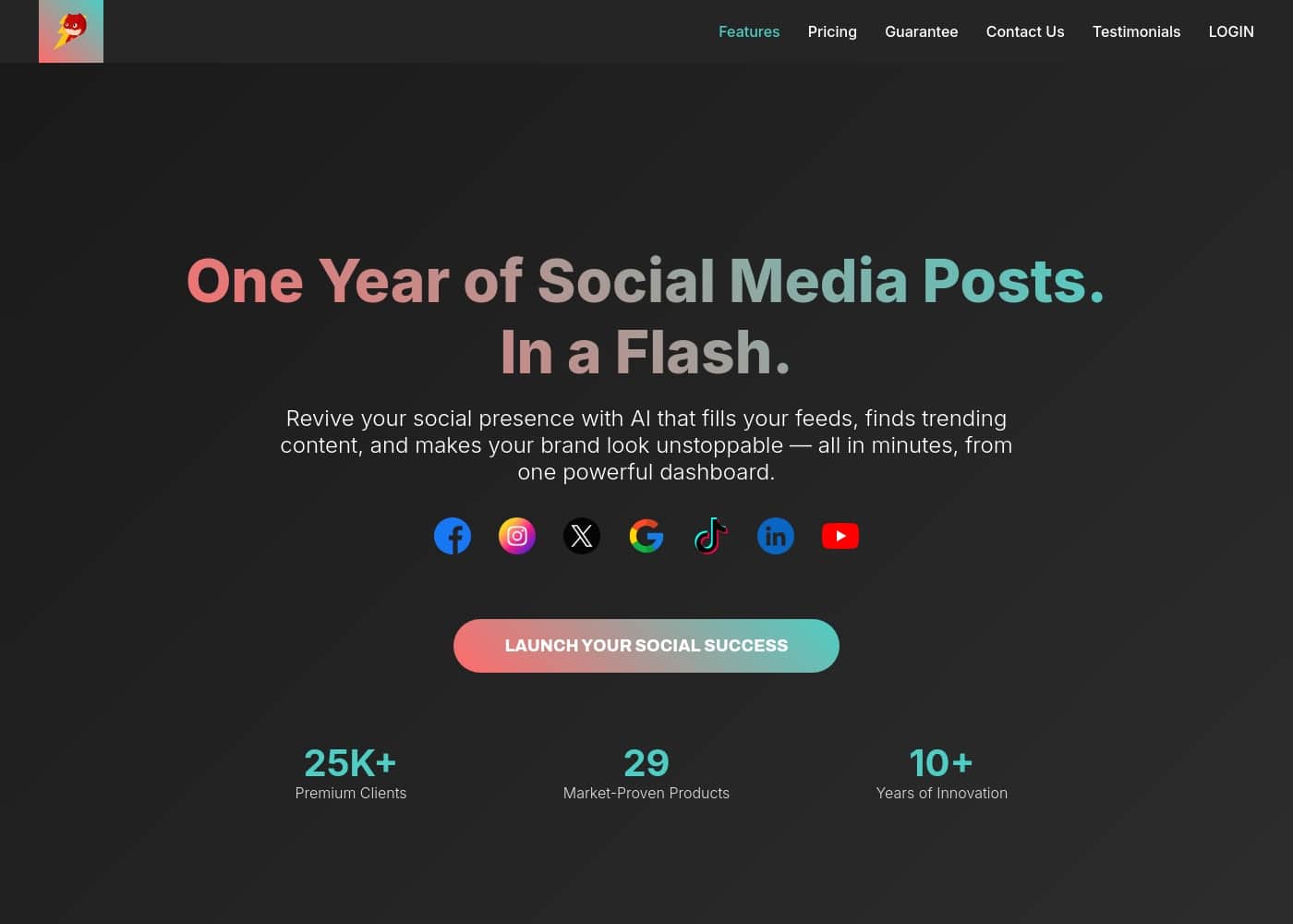 Squirrly Social homepage screenshot