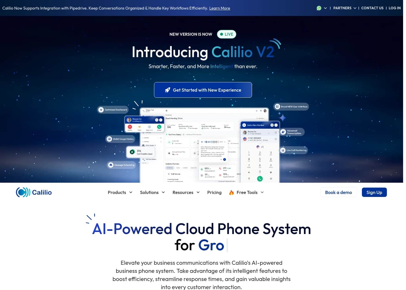 Calilio homepage screenshot