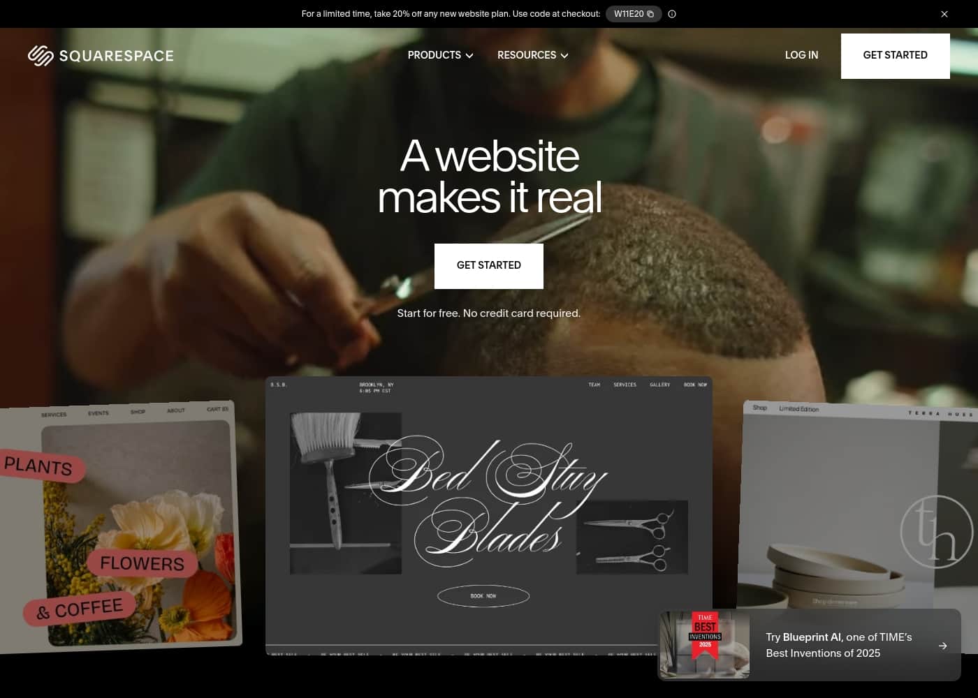 Squarespace homepage screenshot