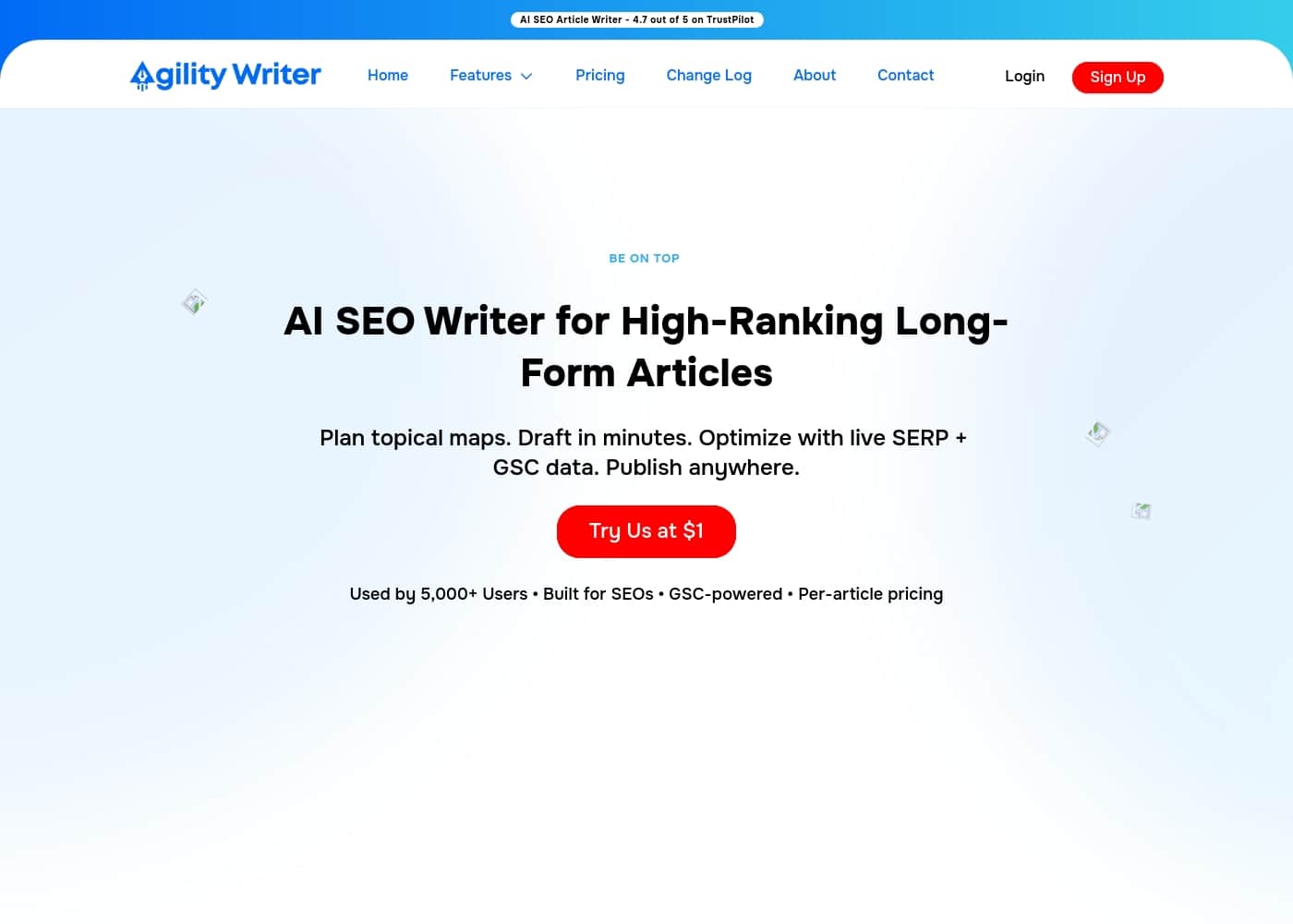 Agility Writer homepage screenshot