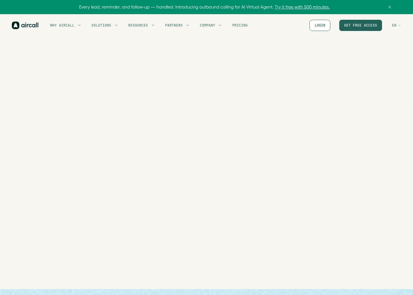 Aircall Inc. homepage screenshot
