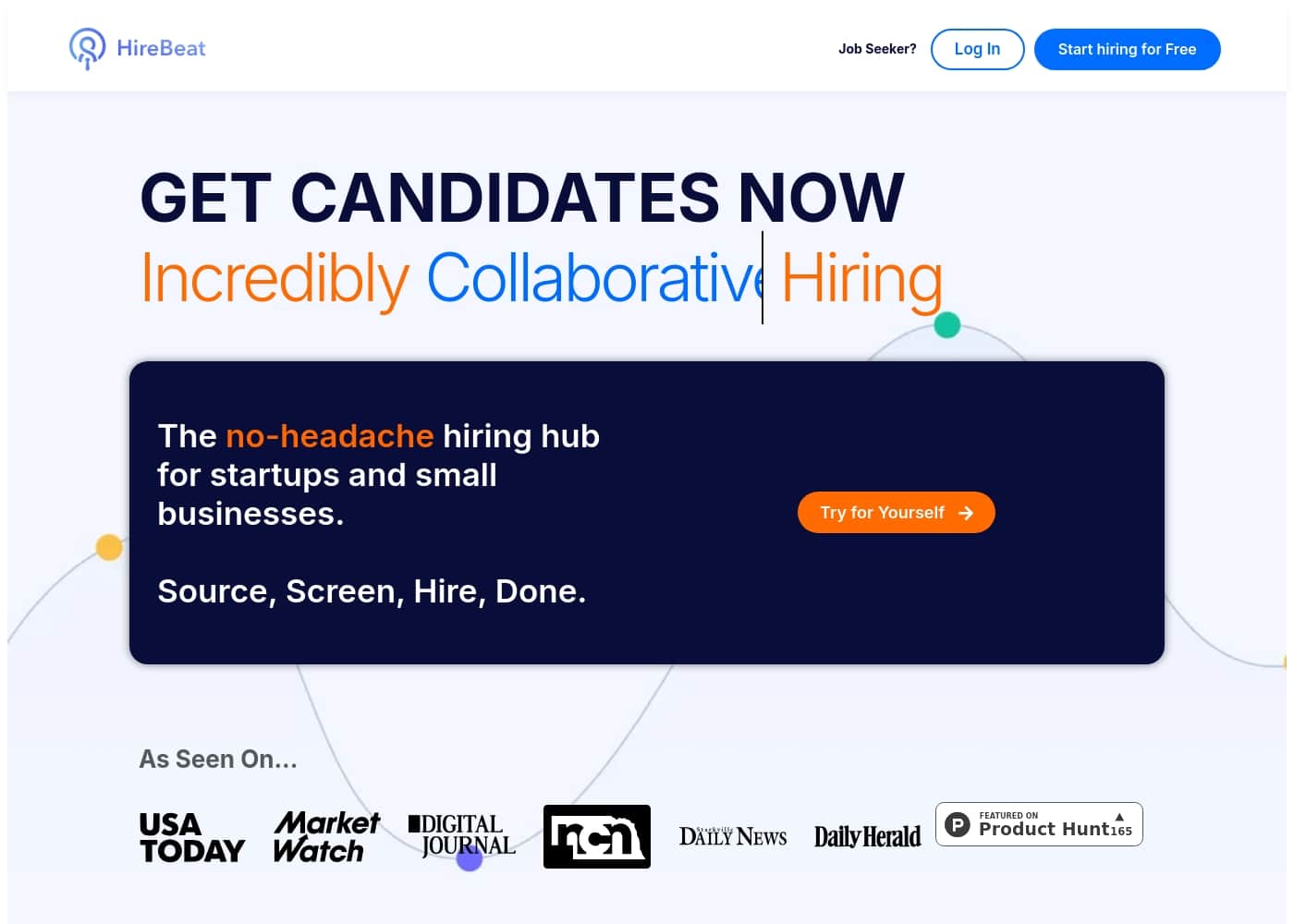 HireBeat homepage screenshot