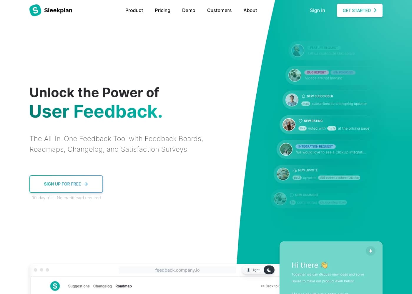 Sleekplan homepage screenshot