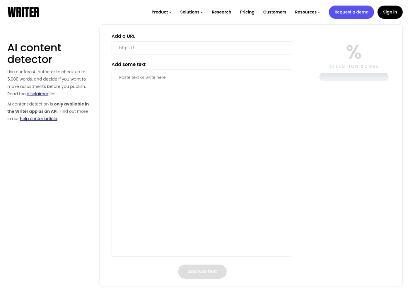 Writer homepage screenshot