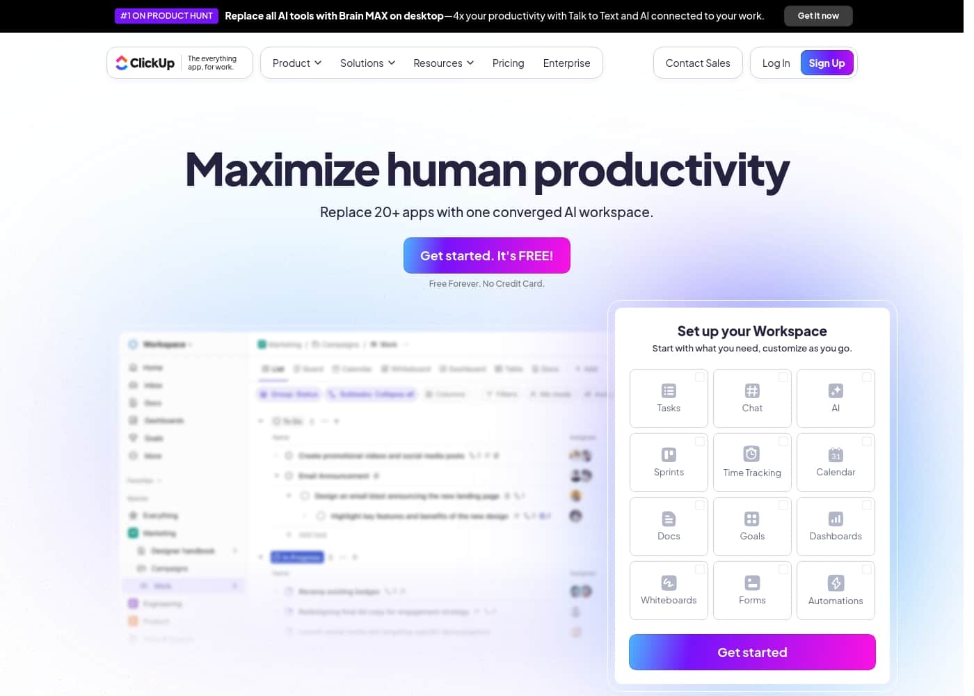 ClickUp homepage screenshot