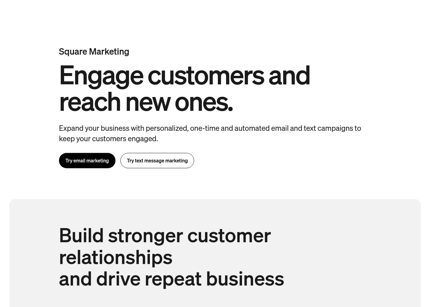 Square Marketing homepage screenshot