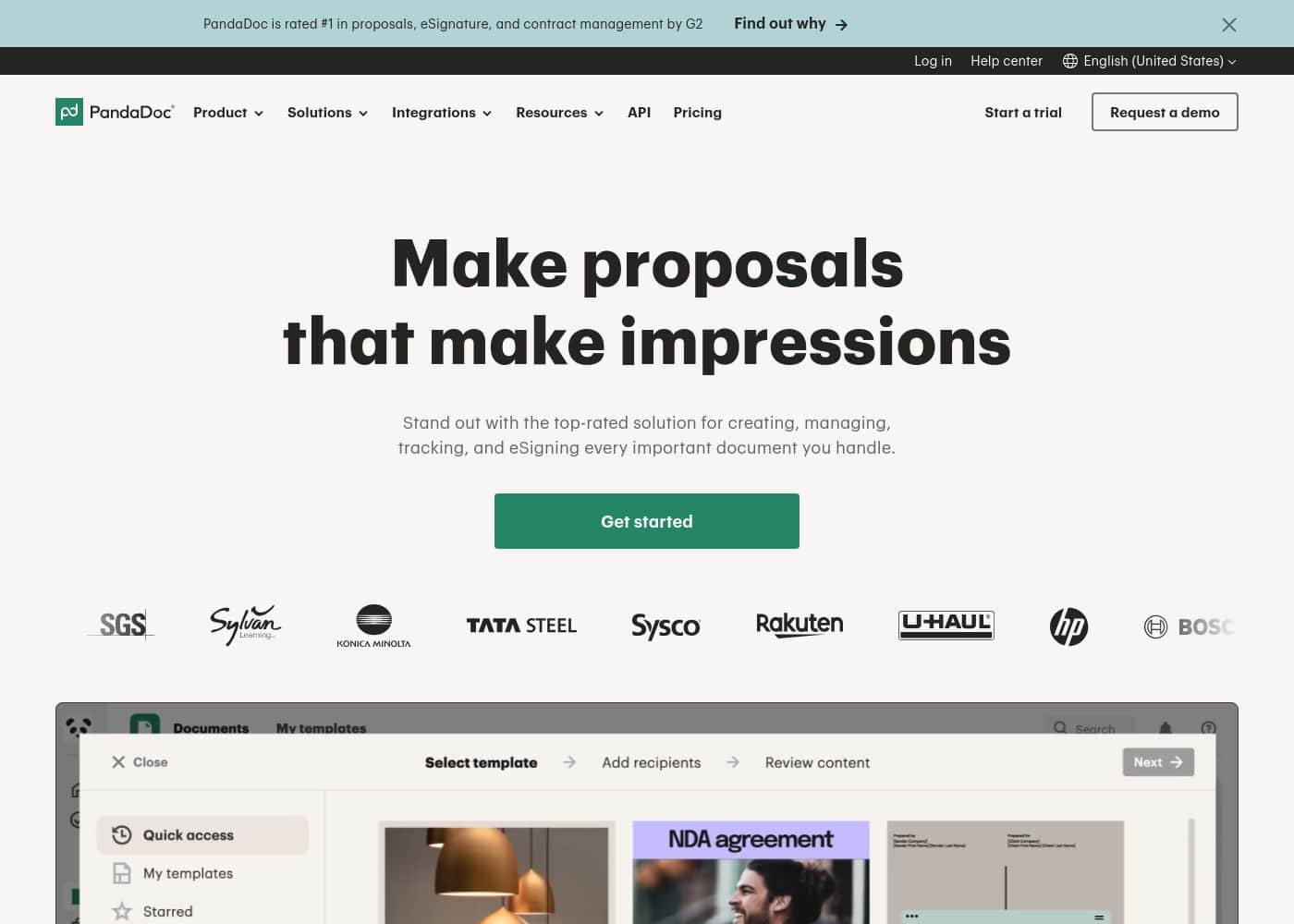 PandaDoc homepage screenshot