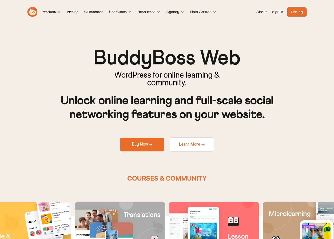 BuddyBoss homepage screenshot