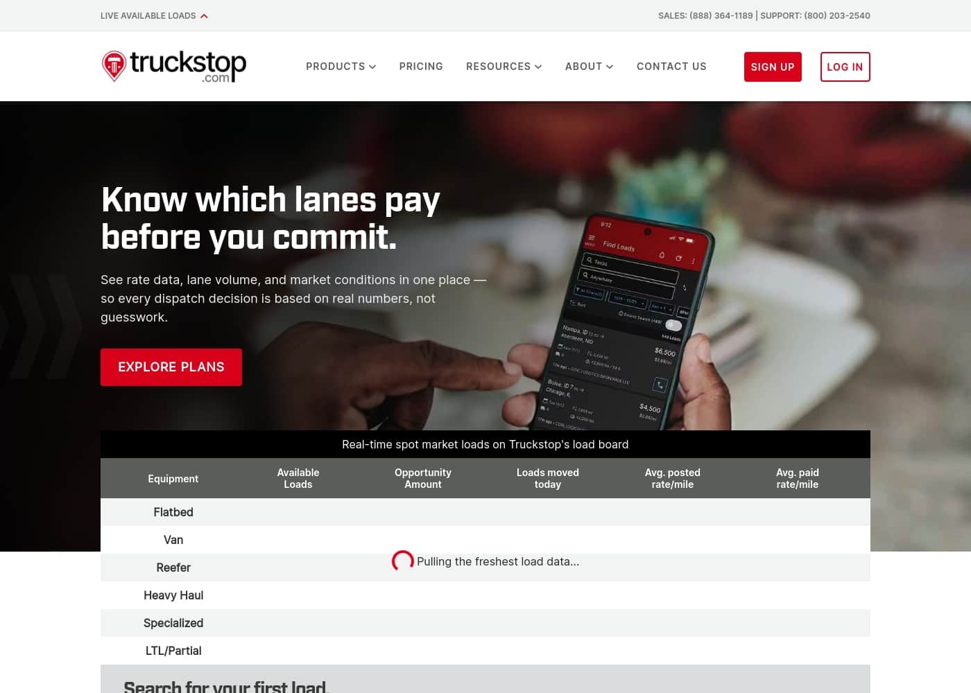 TRUCKSTOP homepage screenshot