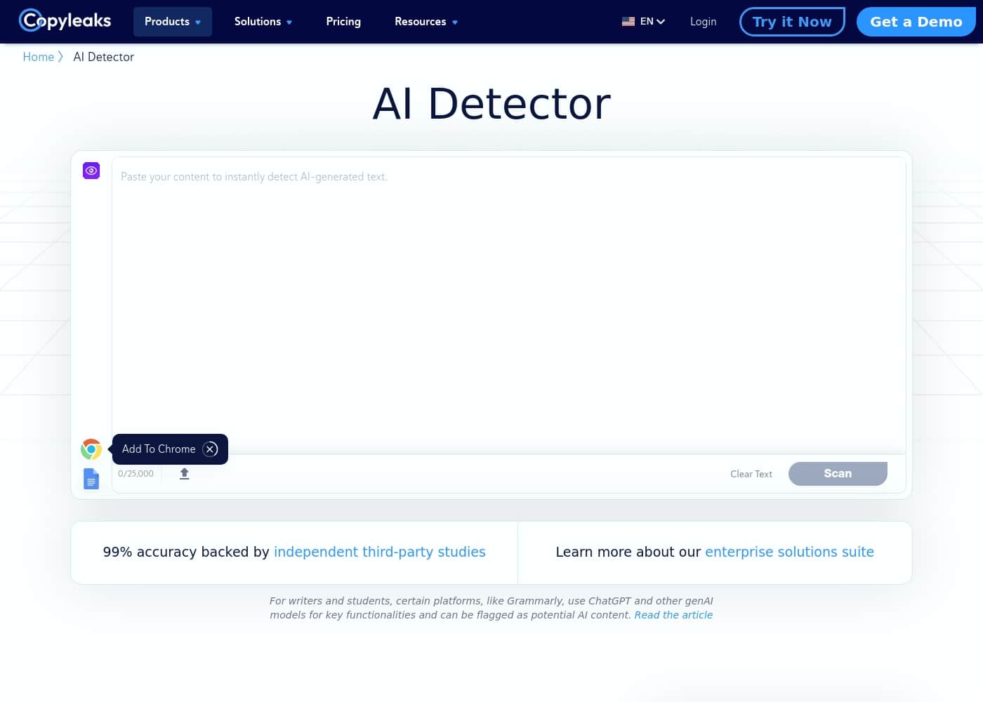 Copyleaks homepage screenshot