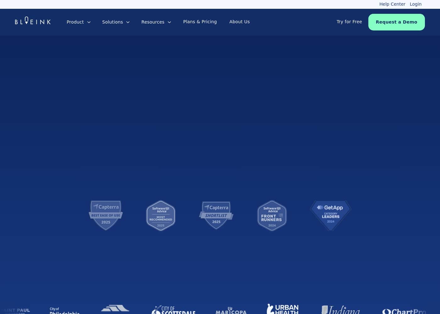 Blueink homepage screenshot