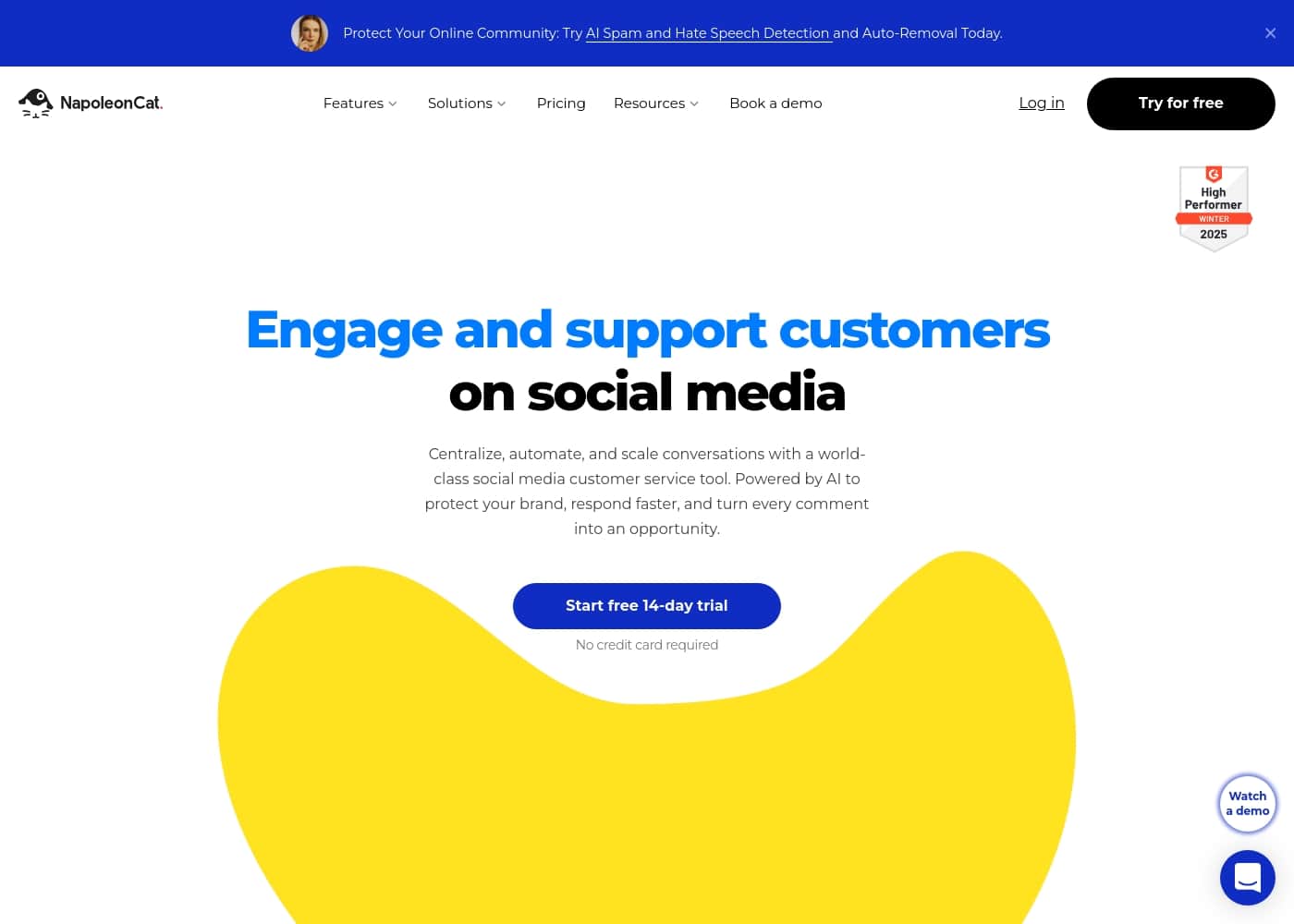 NapoleonCat homepage screenshot