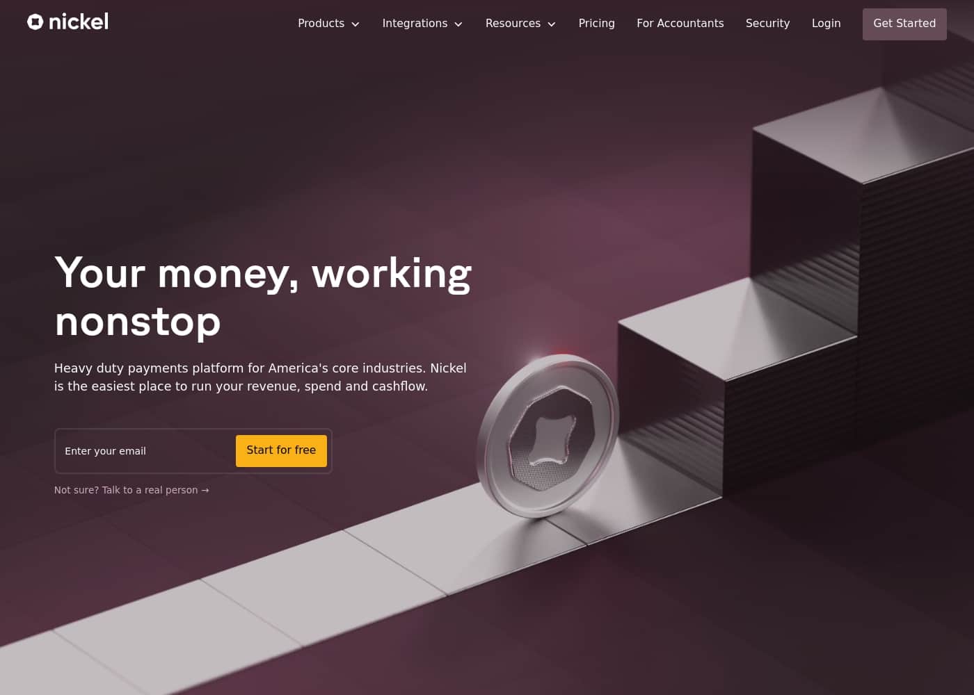 Nickel homepage screenshot