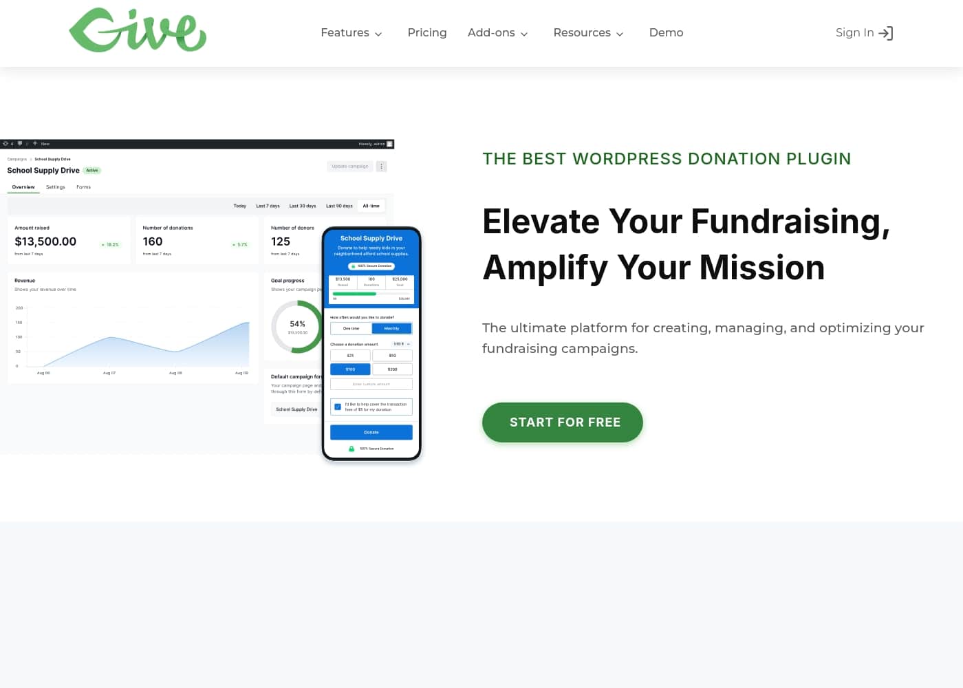 GiveWP homepage screenshot