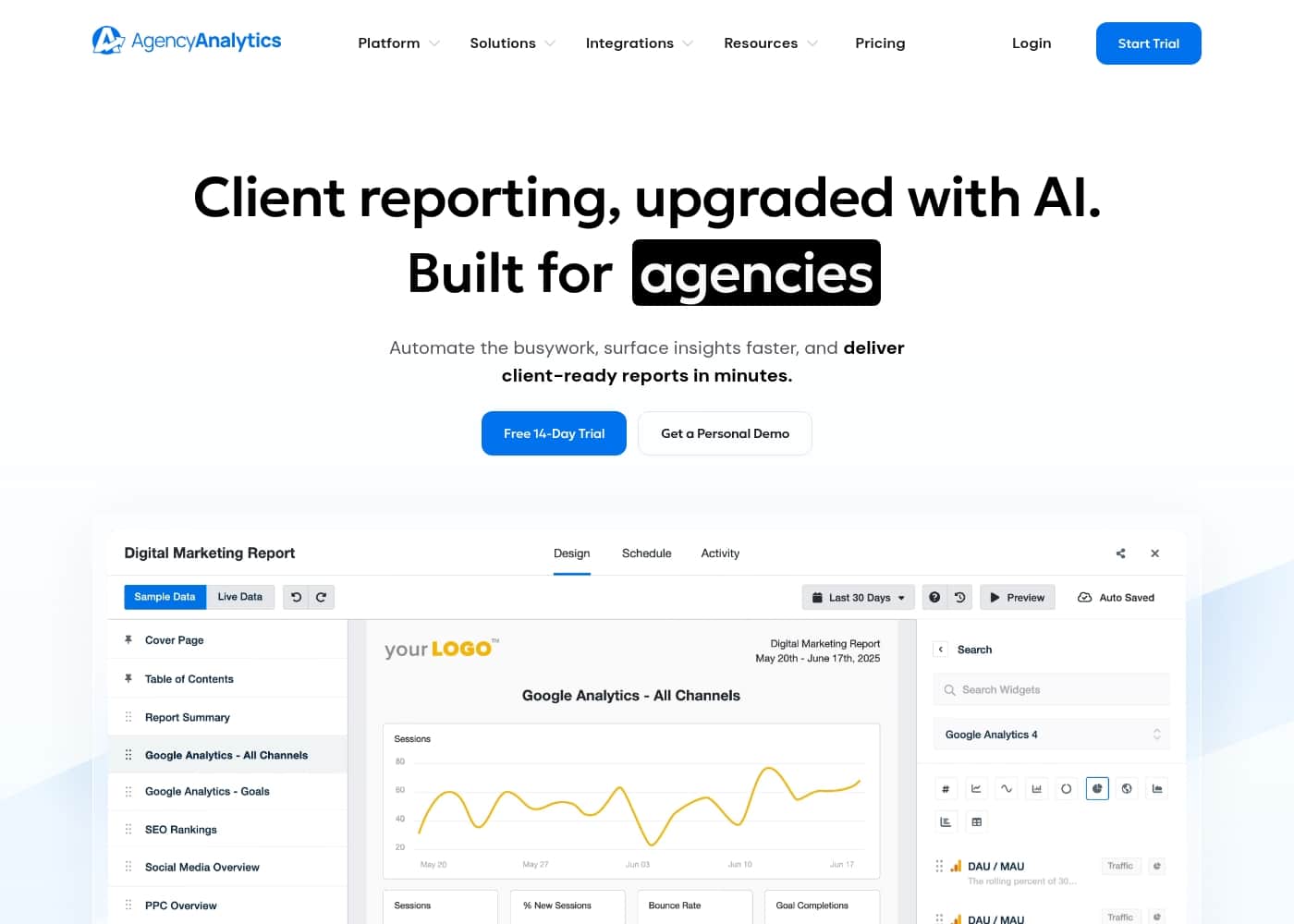 AgencyAnalytics homepage screenshot