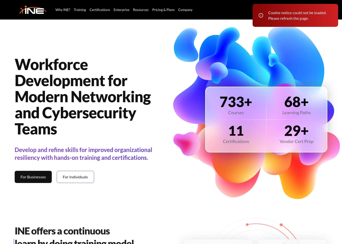 INE homepage screenshot