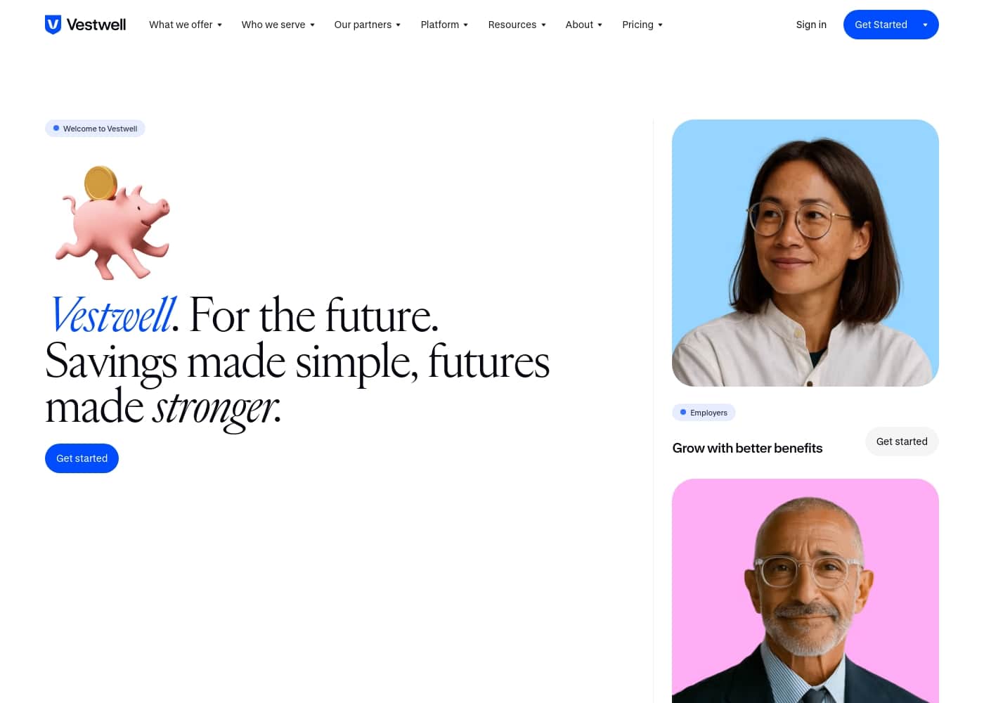 Vestwell homepage screenshot