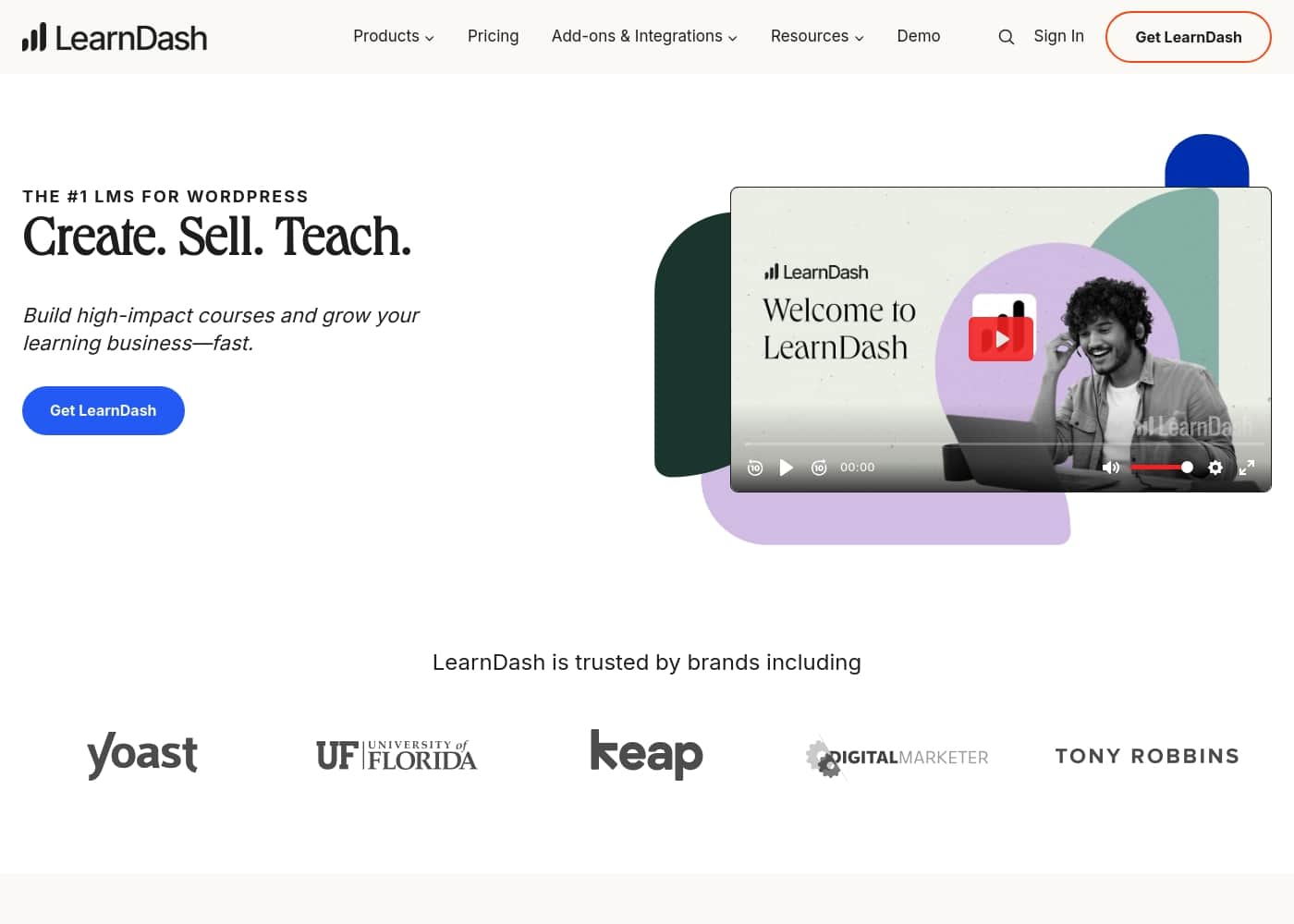 Learndash homepage screenshot