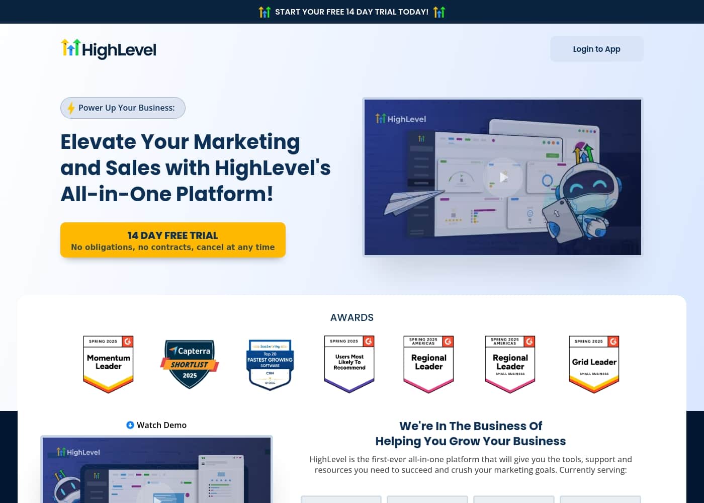 GoHighLevel homepage screenshot