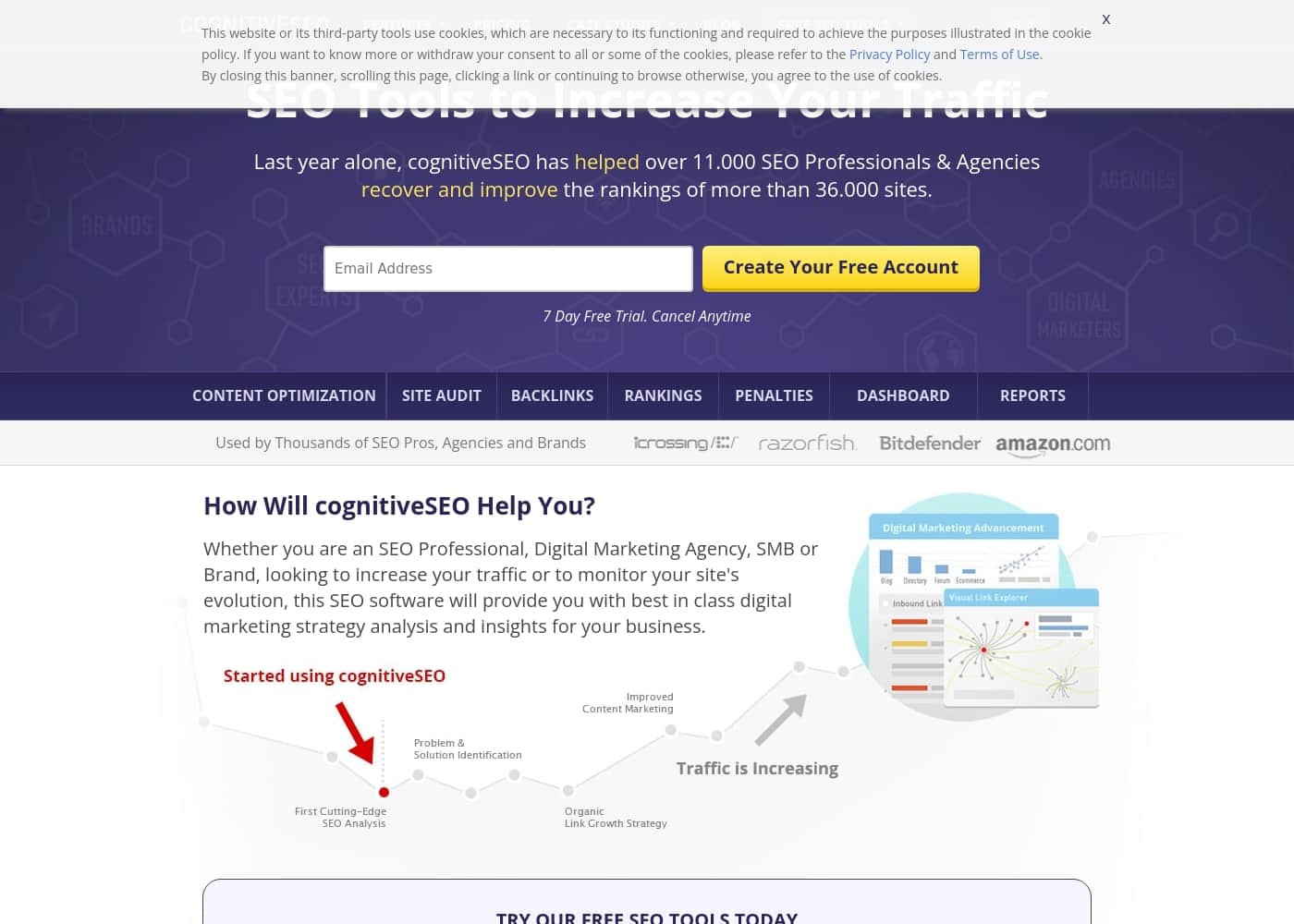 CognitiveSEO homepage screenshot