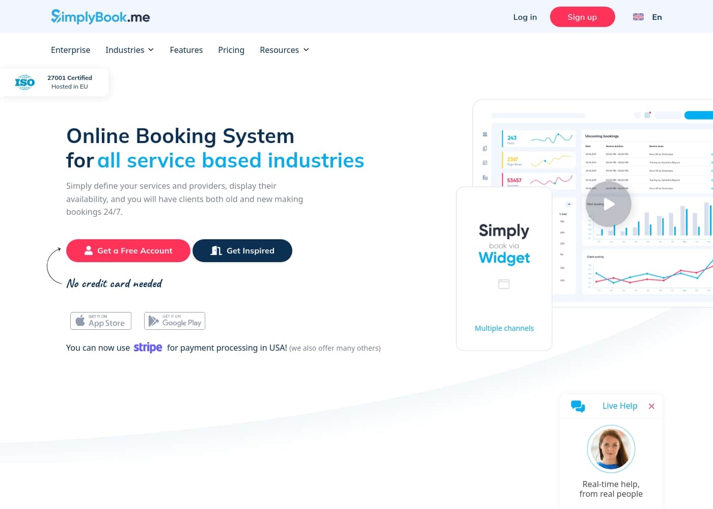 SimplyBook.me homepage screenshot