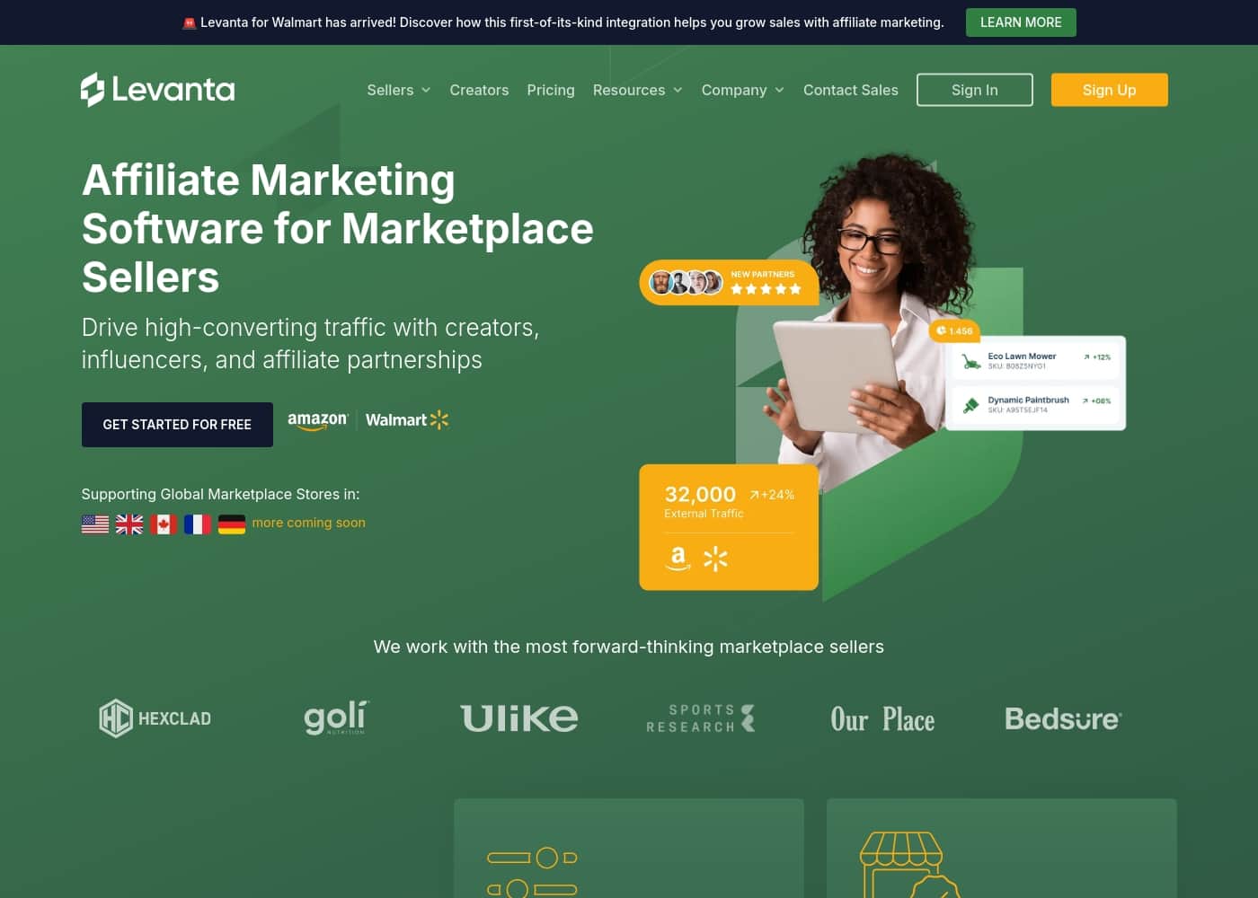 Levanta homepage screenshot