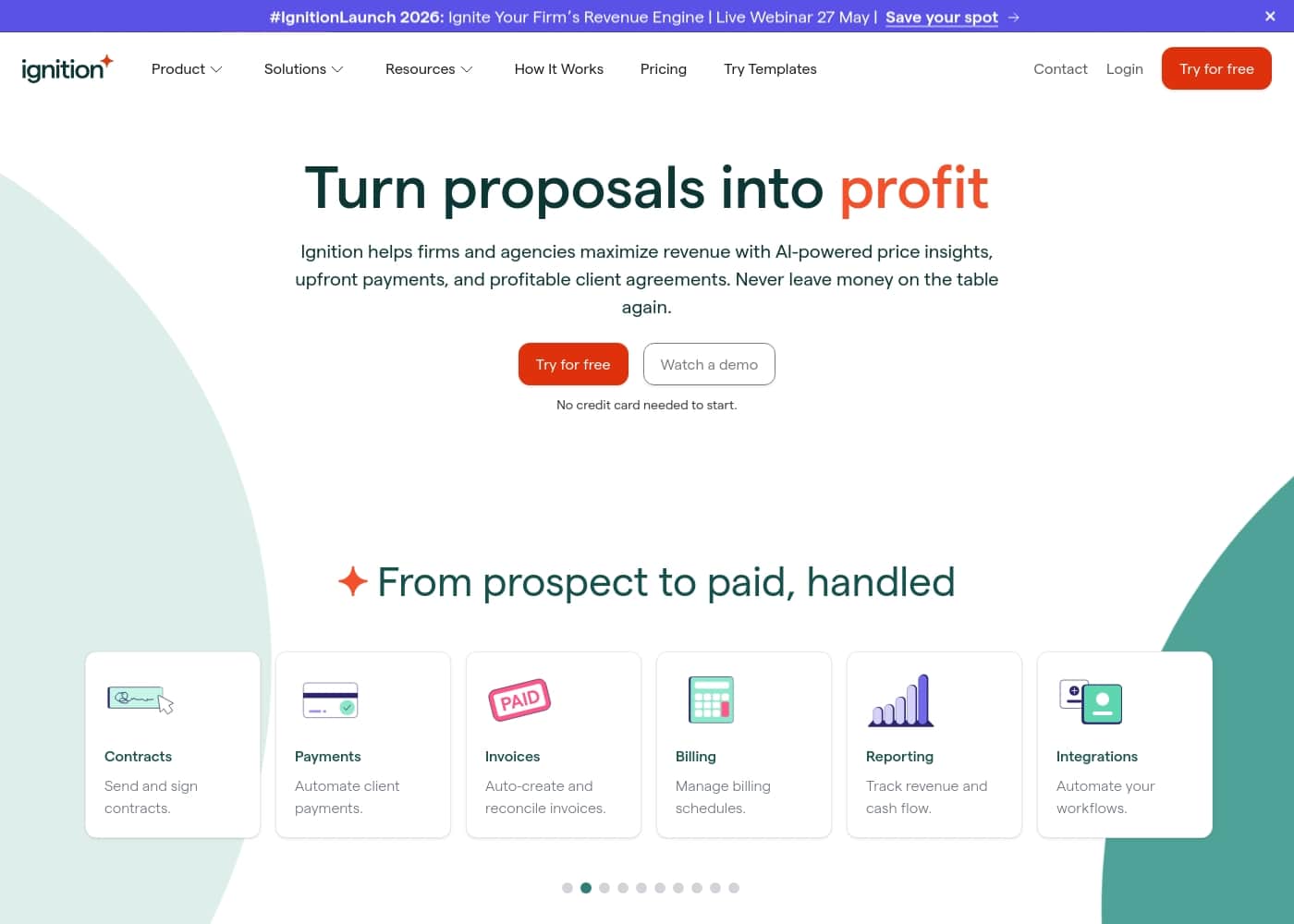 Ignition homepage screenshot