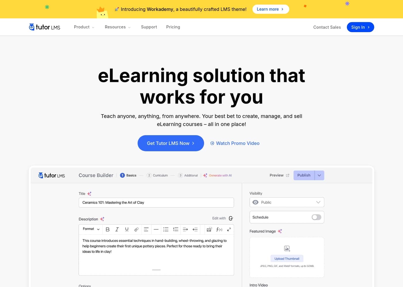 Tutor LMS homepage screenshot