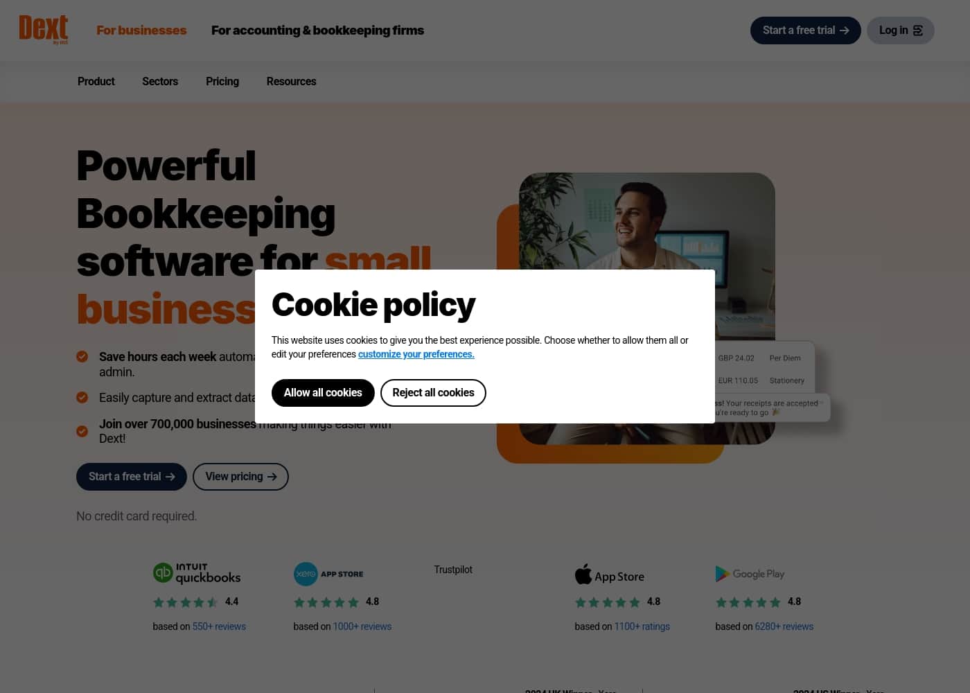 Dext homepage screenshot