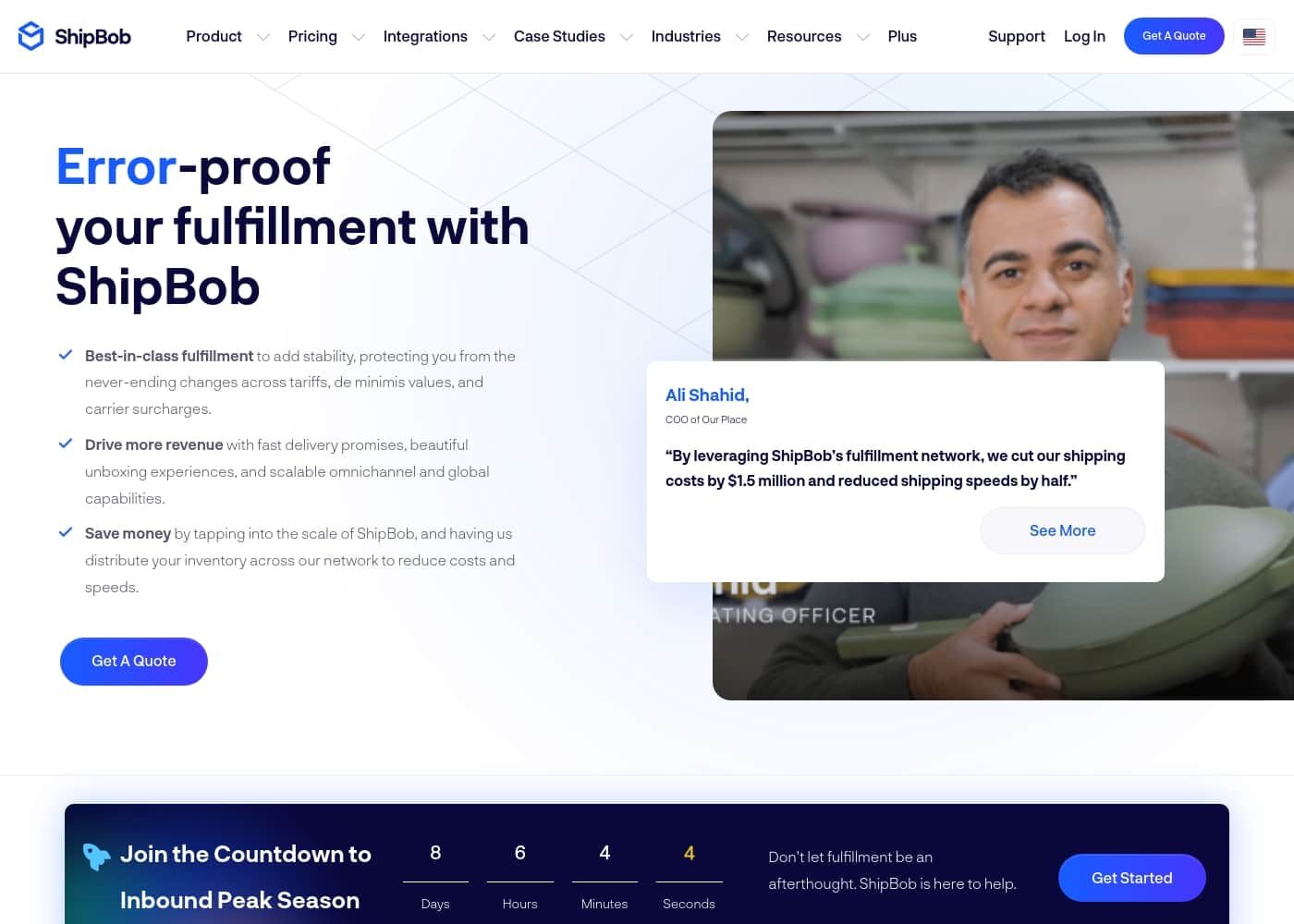 ShipBob homepage screenshot