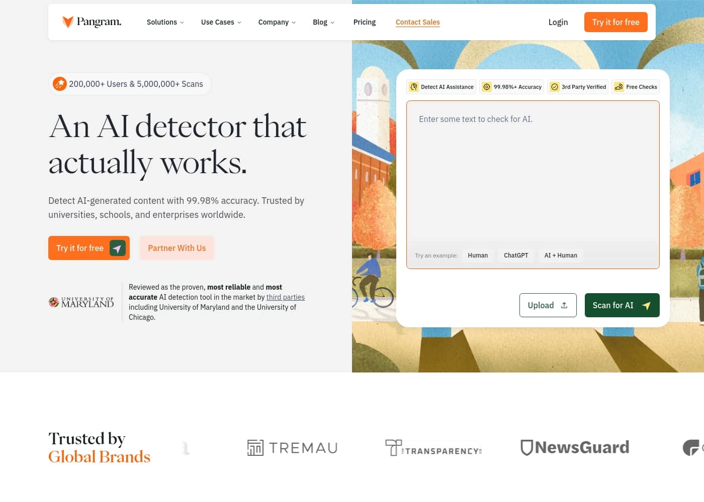 Pangram Labs homepage screenshot