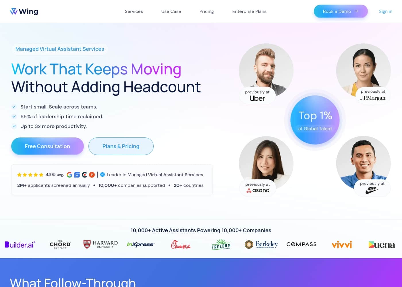Wing Assistant homepage screenshot