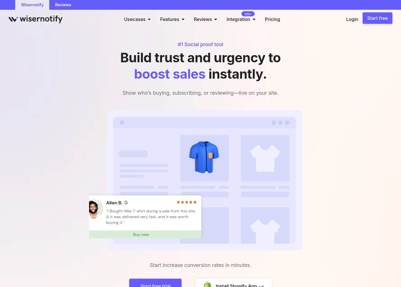 Wisernotify homepage screenshot