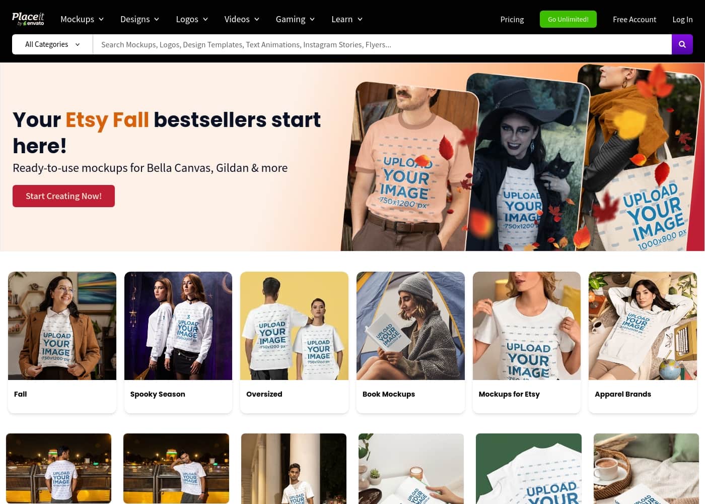 Placeit homepage screenshot