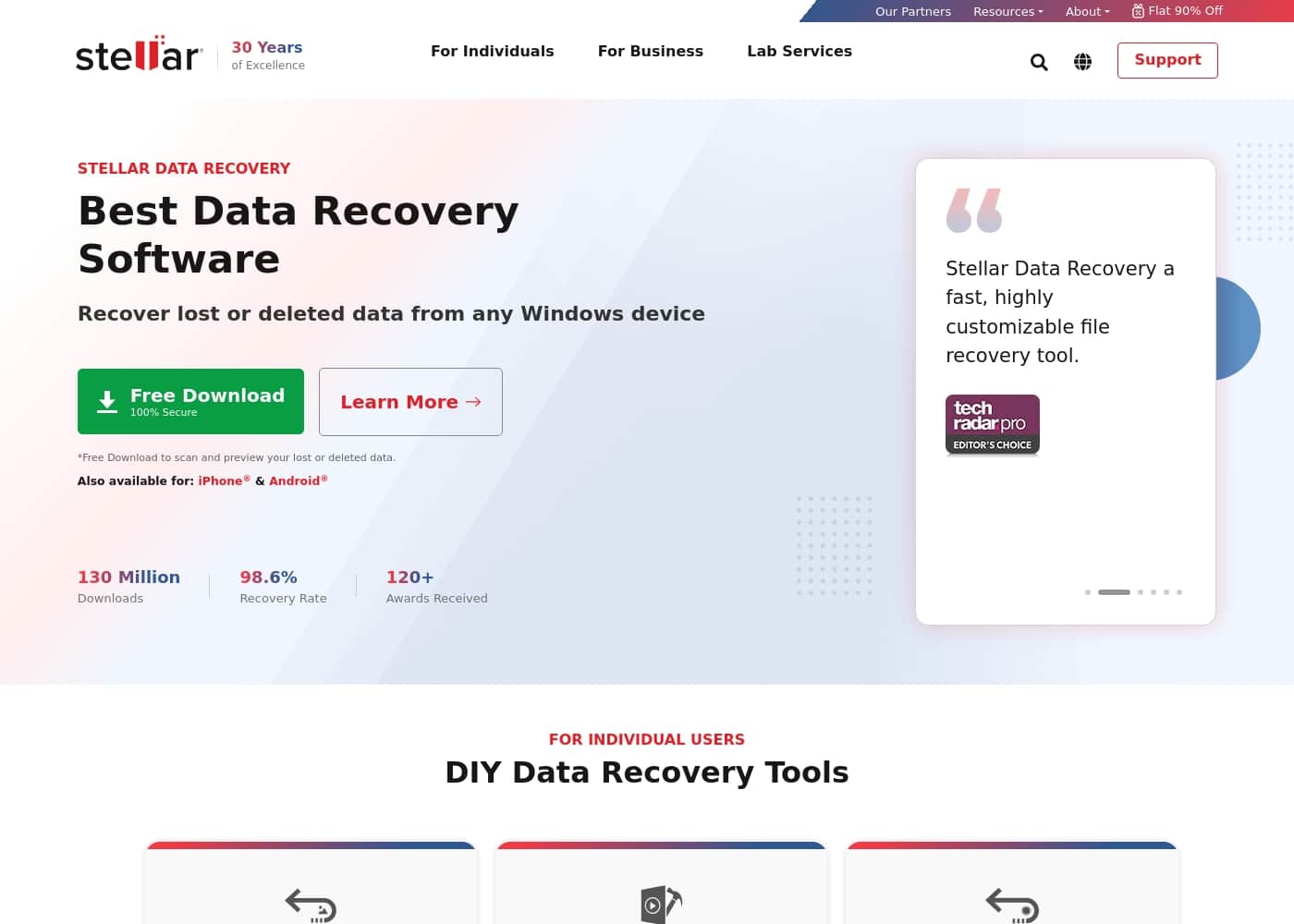 Stellar Data Recovery homepage screenshot