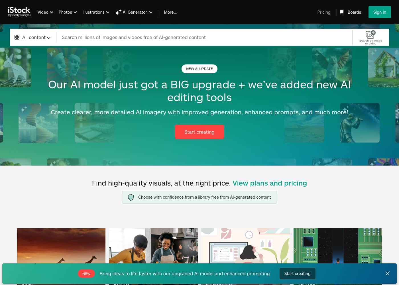 iStock homepage screenshot