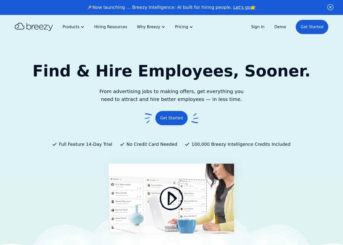 Breezy HR homepage screenshot