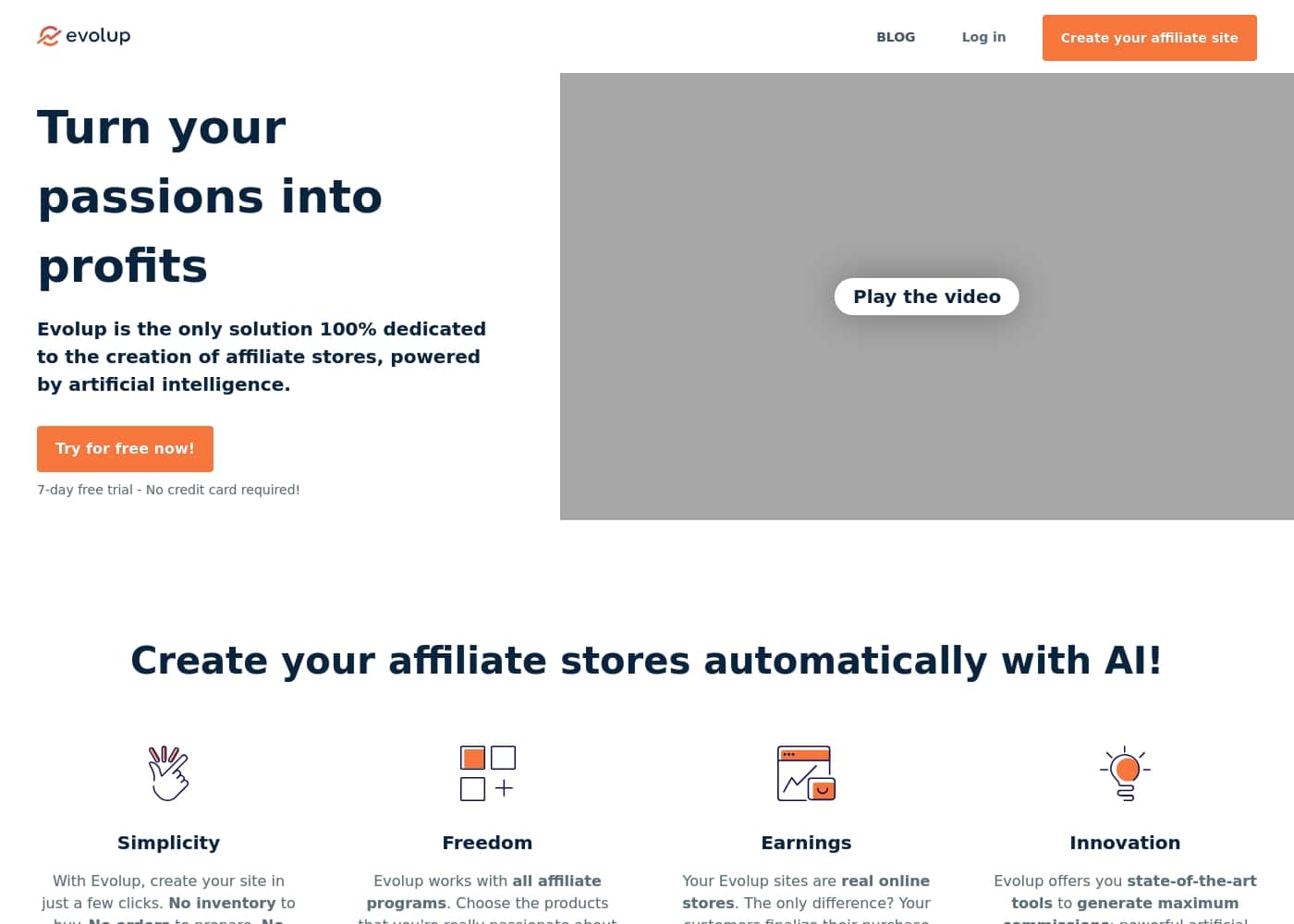 Evolup homepage screenshot