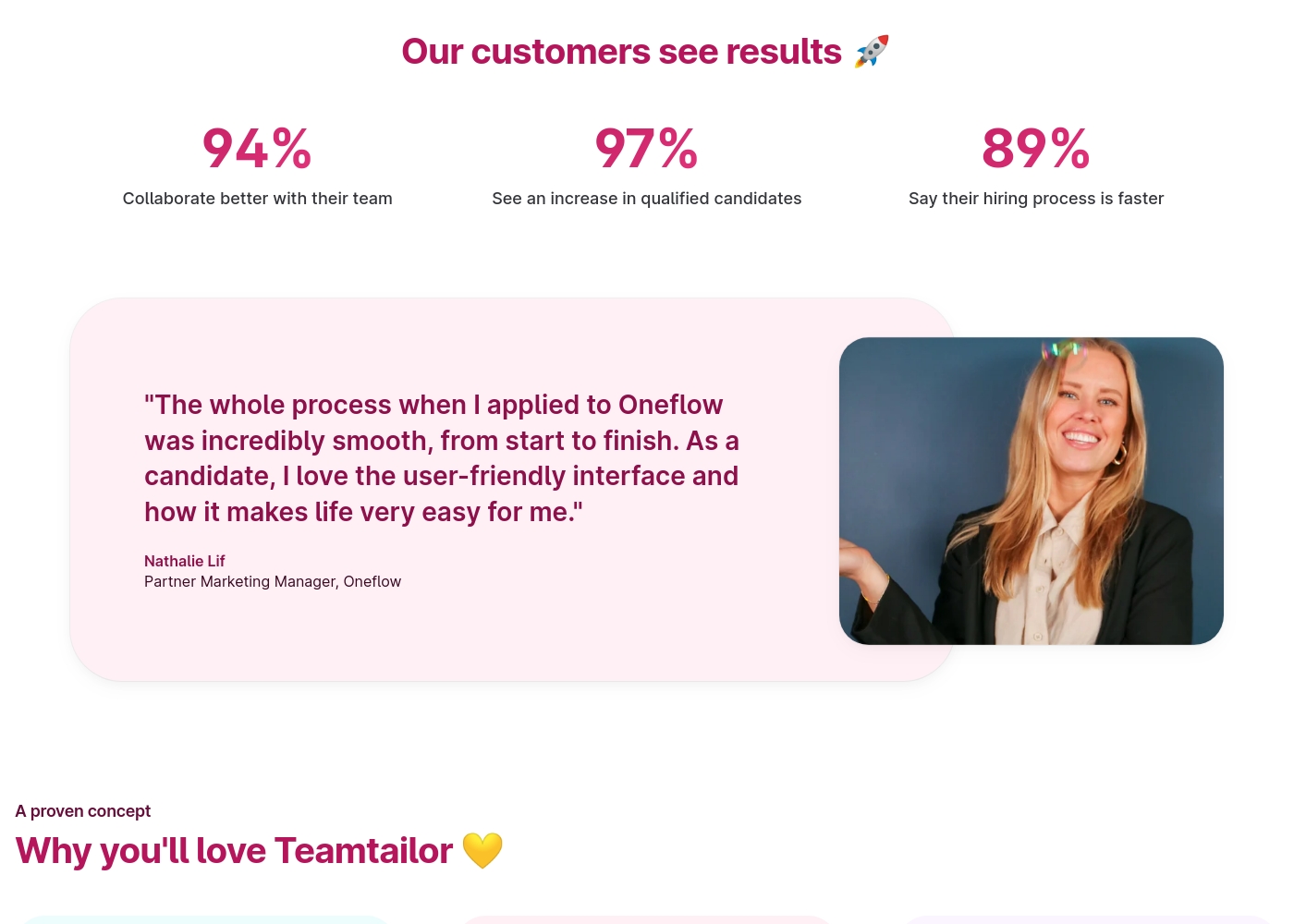 TeamTailor pricing screenshot