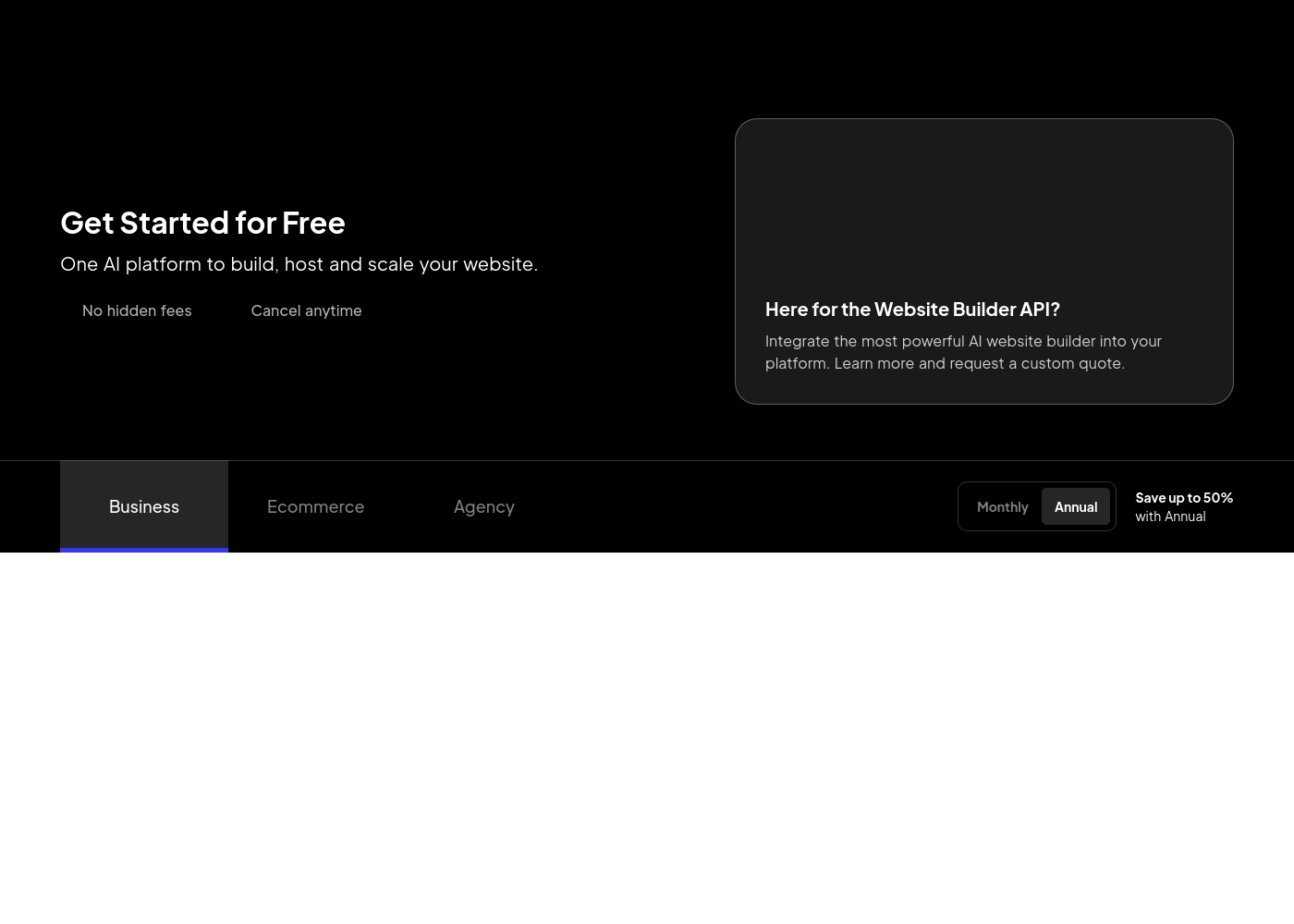 10Web pricing screenshot