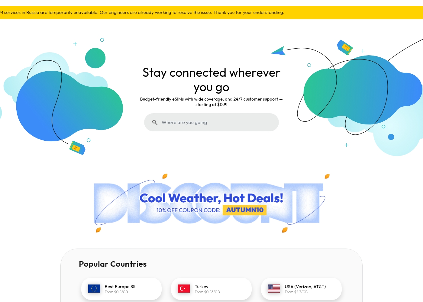 eSIM4Travel pricing screenshot